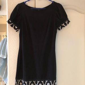 Bebe black cotton dress with satin trim